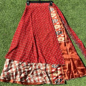 Upcycled Reversible Silk Wrap Skirt